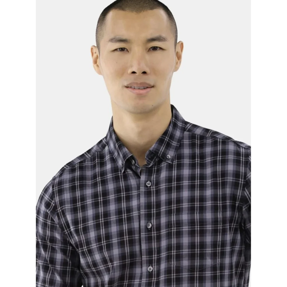 George Black & White Plaid Button Up Shirt NWT